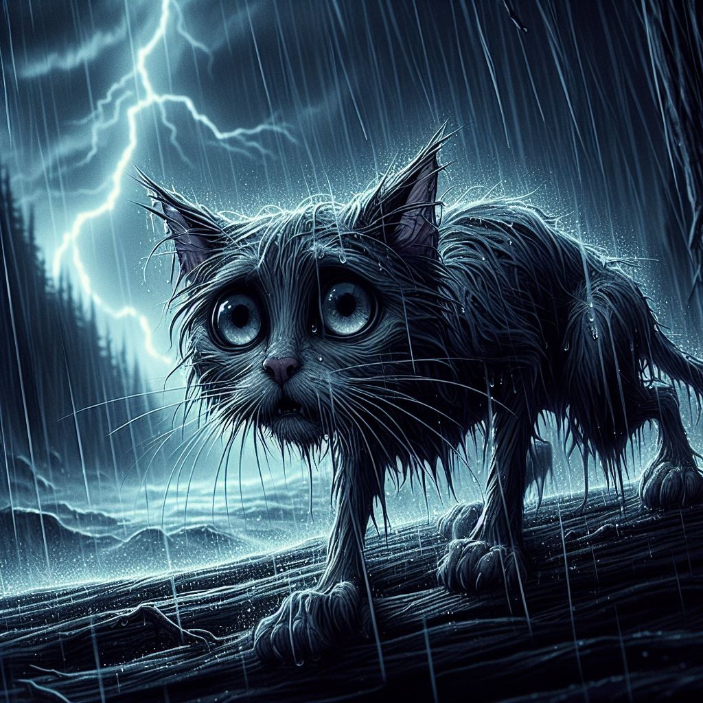 Cat in the rain
