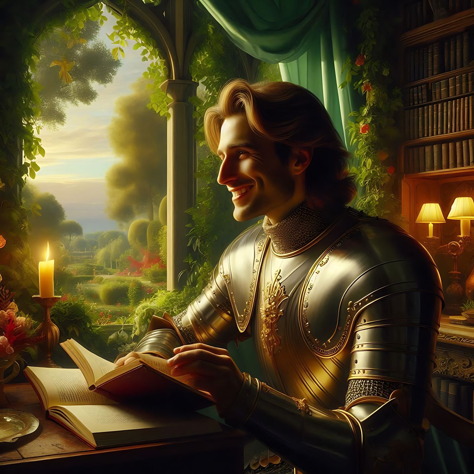 A knight reading a book (Uploaded)