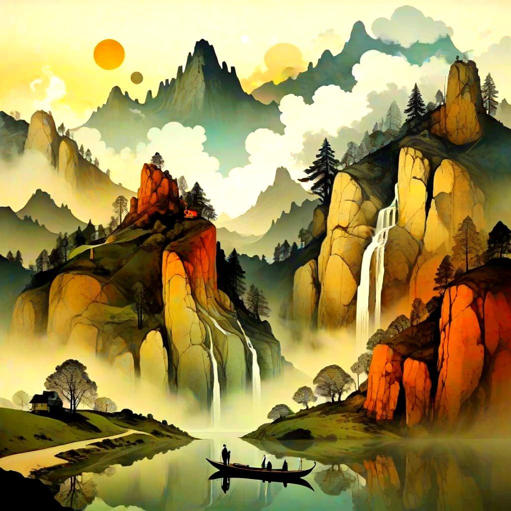 Surrealistic Masterpiece in High Contrast Colors