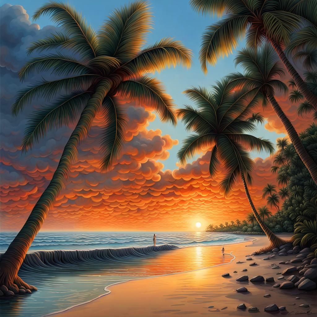 Tropical Sunset - AI Generated Artwork - NightCafe Creator