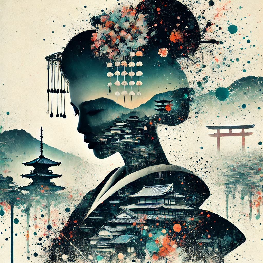 double exposure beautiful fantasy portrait landscape..