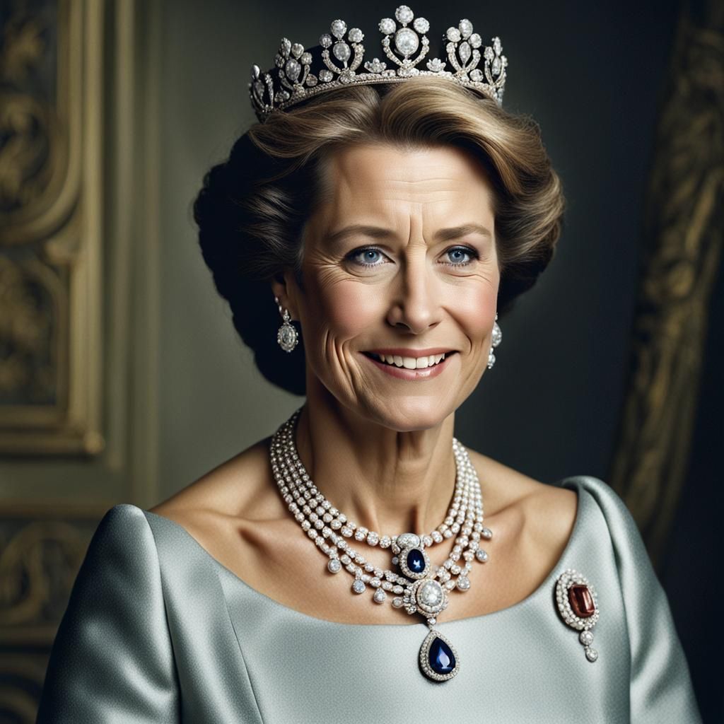Official royal portrait of princess wearing stuart diamond j...