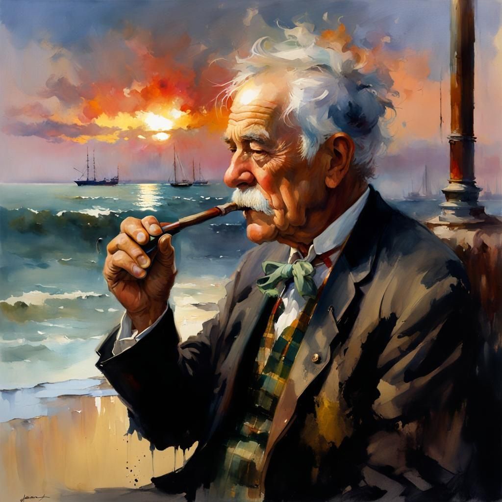 Old man Smoking pipe  by @Superbear