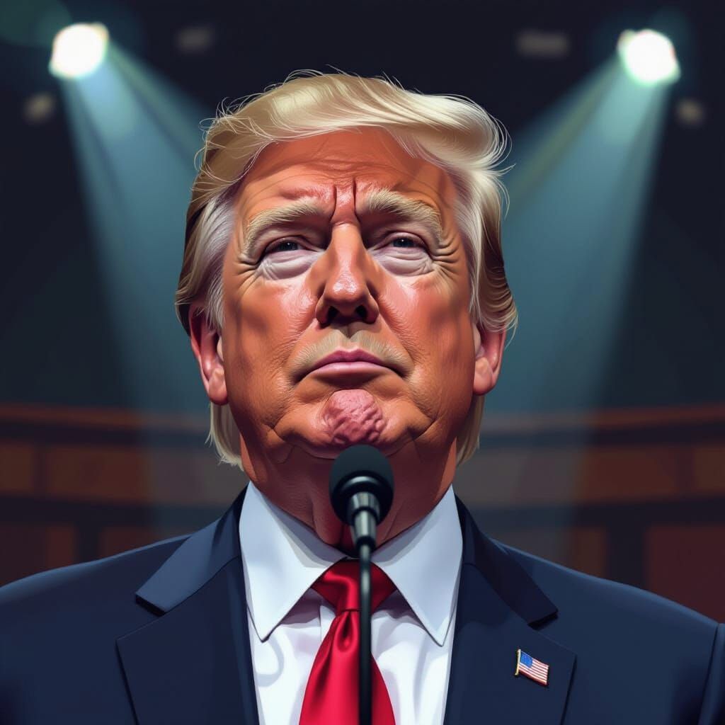 Donald Trump Addresses Knesset in Dramatic Digital Painting