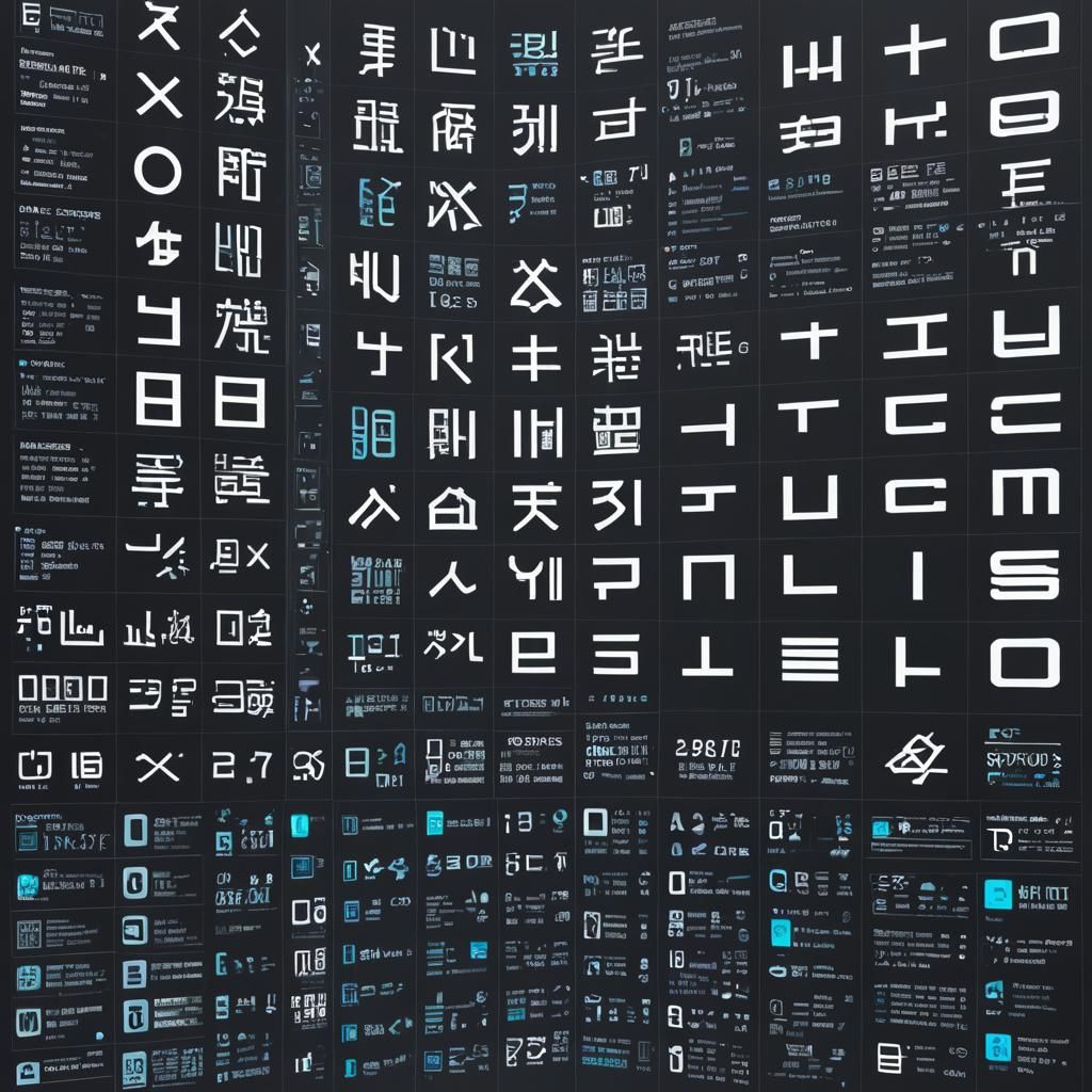 Glitch core Helvetica based space font display panels