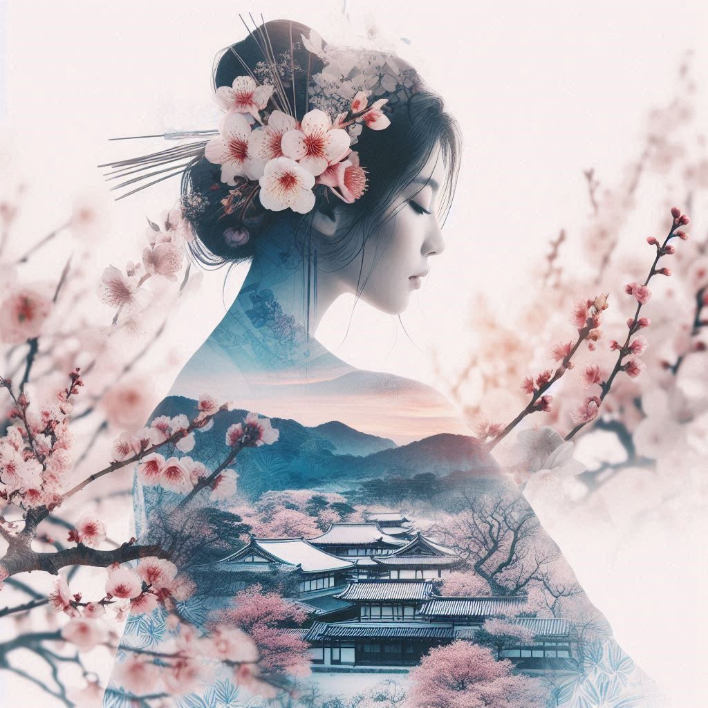 double exposure beautiful fantasy portrait landscape..