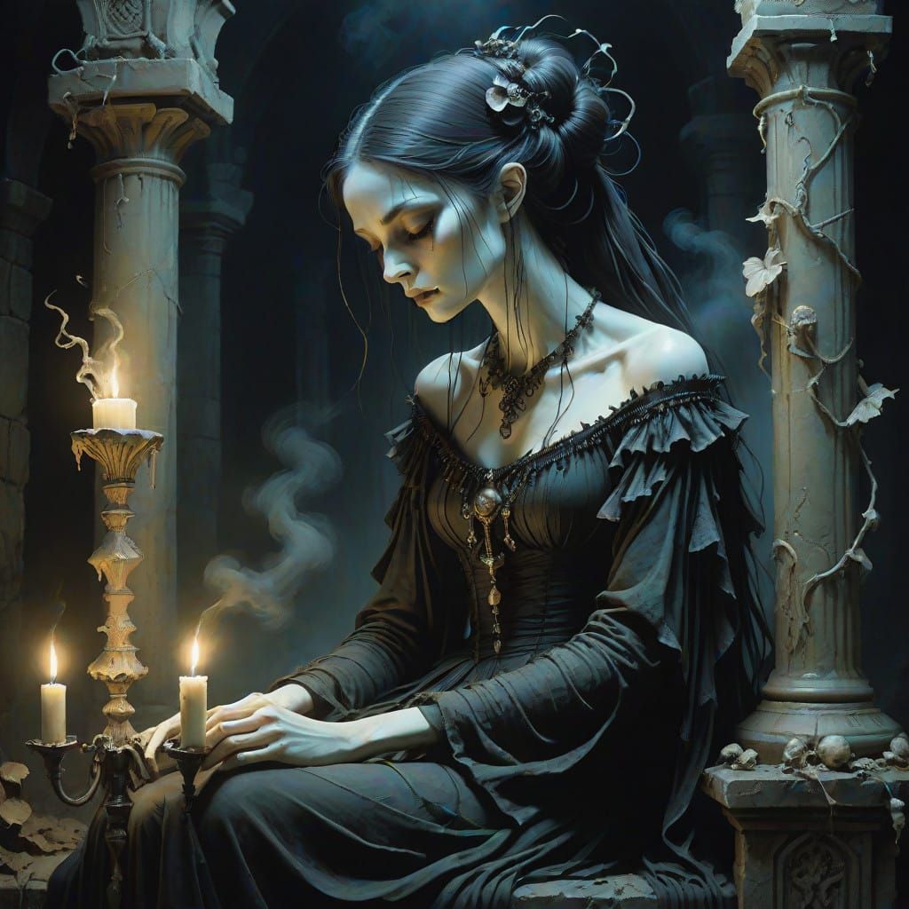 Gothic Mistress in Medieval Dungeon Ambiance