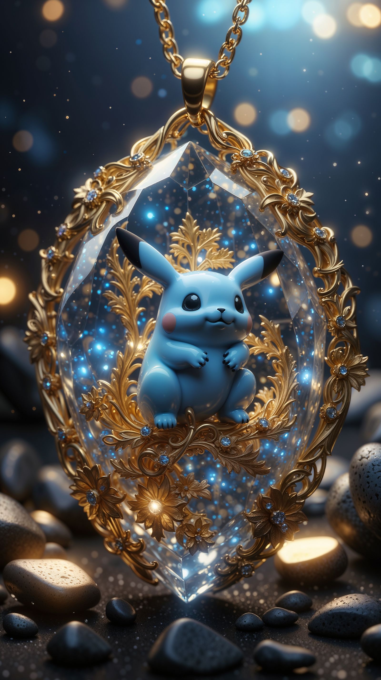 Shiny Blue Pikachu Necklace