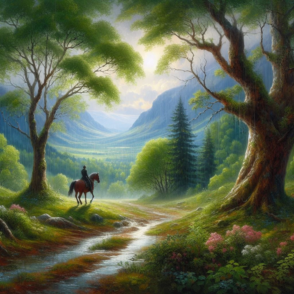 Horseback riding through the countryside