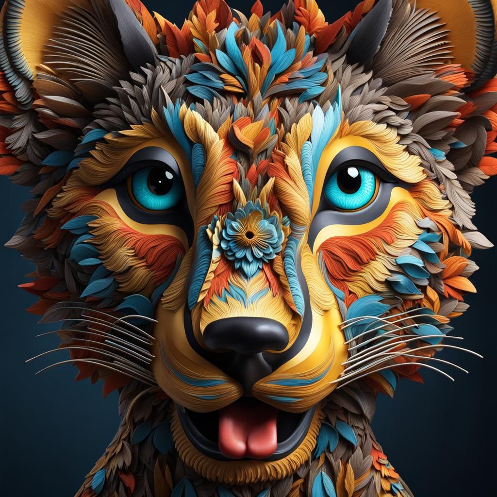 Intricate 3D Puzzle Face with Animals in 4K