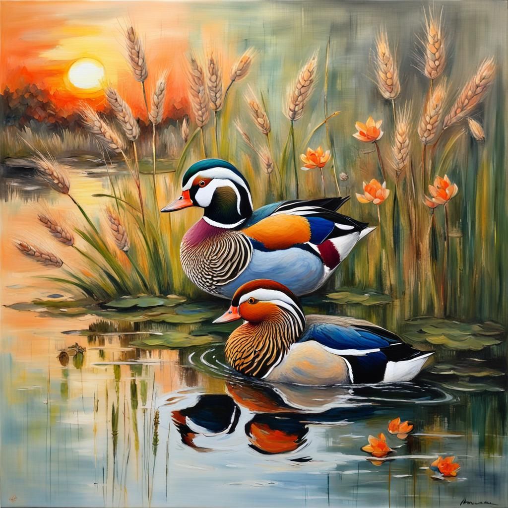 Mandarin ducks   by @Neverland