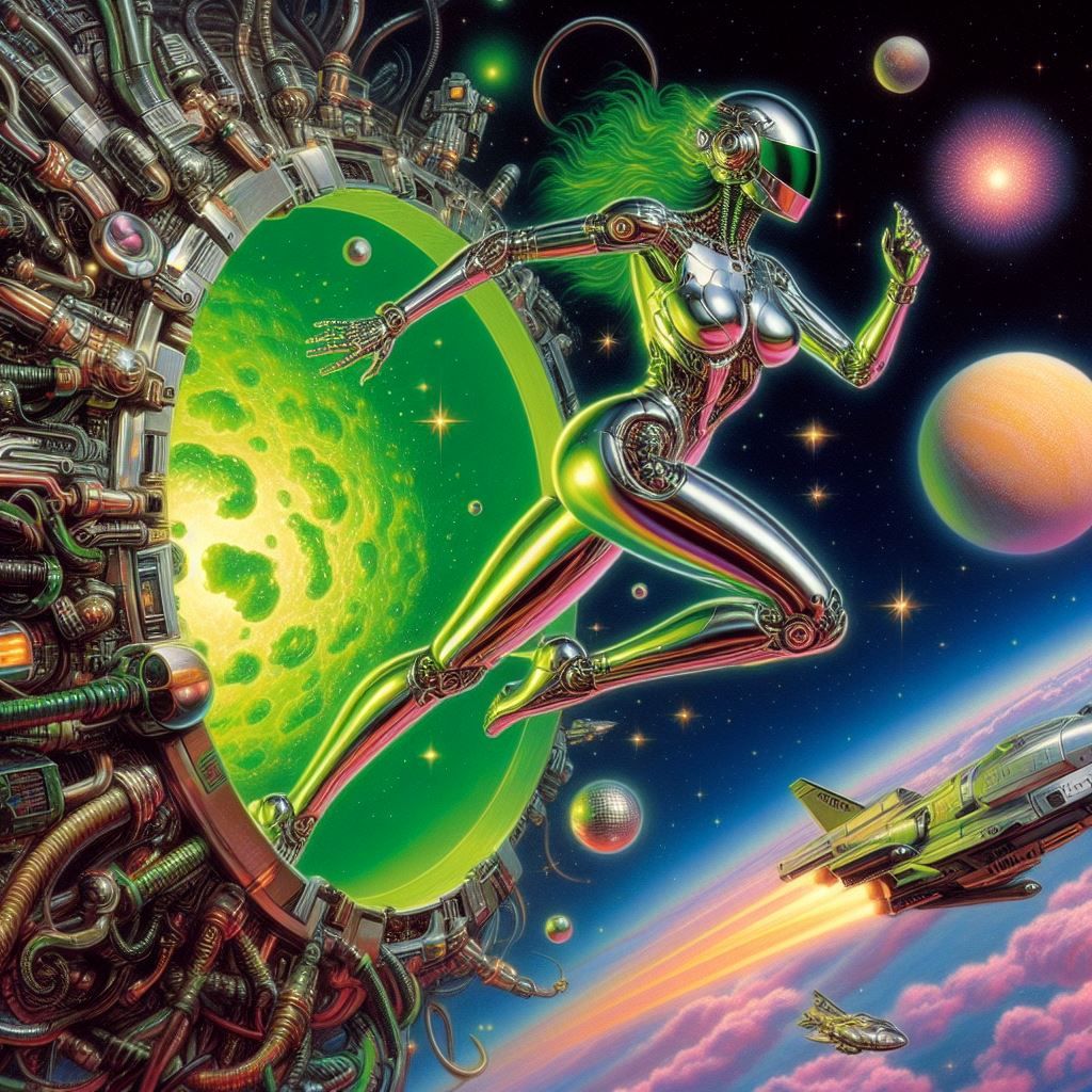 hajime sorayama retro 80s sci-fi futurism cyberpunk space ro...