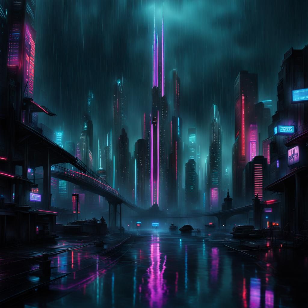 Cyber Dystopia: Neon Noir Metropolis - AI Generated Artwork - NightCafe ...