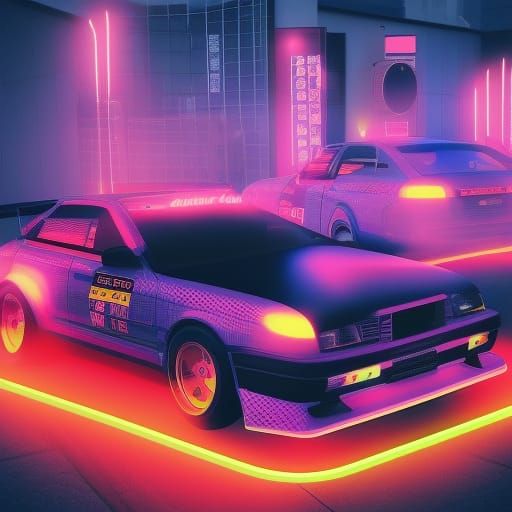 Japanese drift car neon lights
