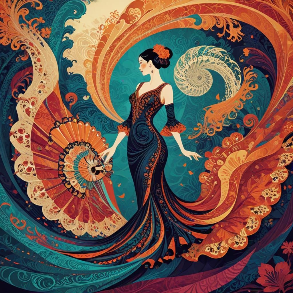 Vibrant Alhambra Travel Poster in Art Deco Style