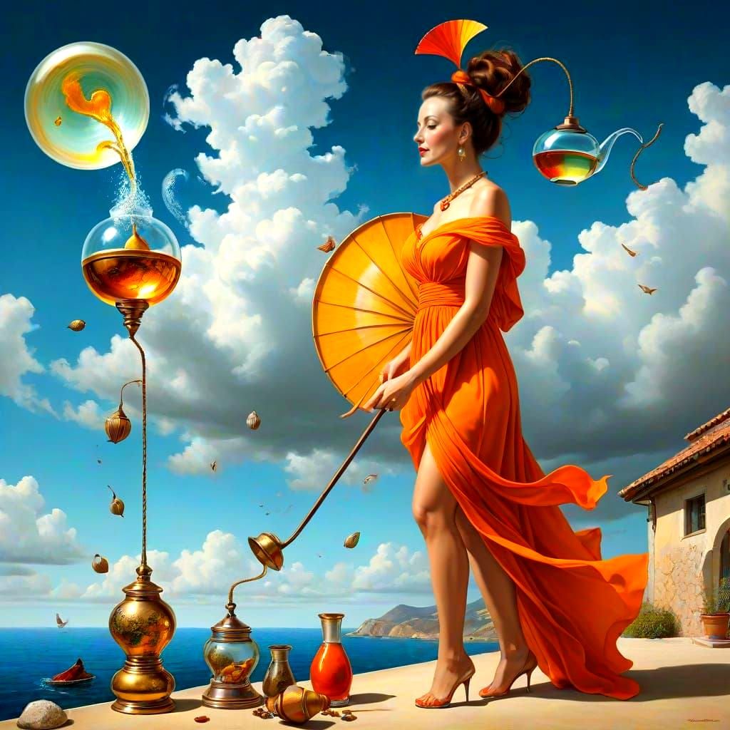 Surrealistic Portrait of a Charismatic Lady in a Fantastical...