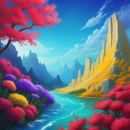 Blossoming Water Oasis in Vibrant Colors