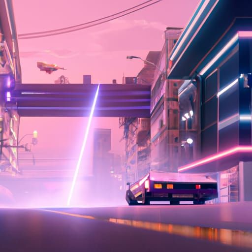 Retrofuturistic City Street