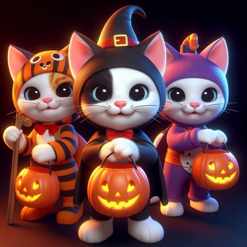 Cat Trick or Treaters, a series