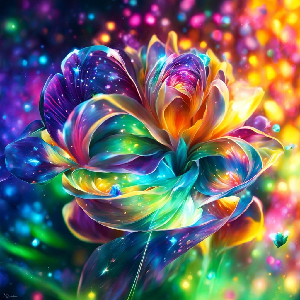 Glowing Magical Flowers in Hyperrealistic Detail