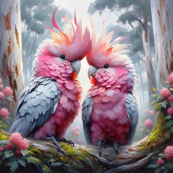 Two galahs in love