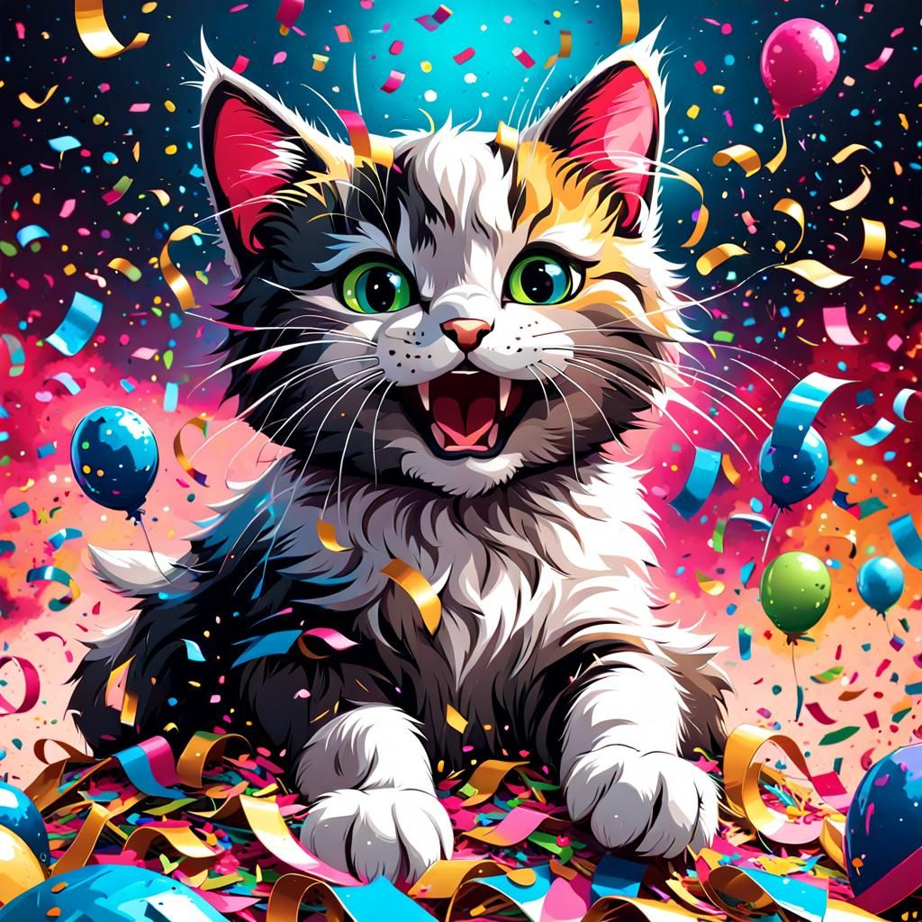 Confetti Kitty AI Generated Artwork NightCafe Creator