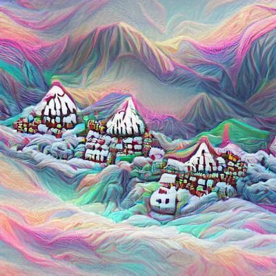 Frosty Village in the Mountains