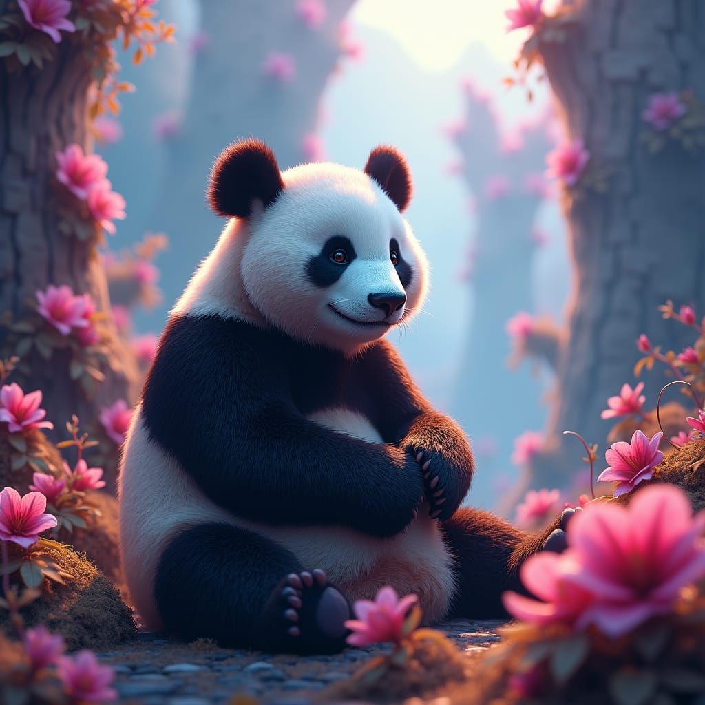 Majestic Panda in a Dreamscape, Digital Art