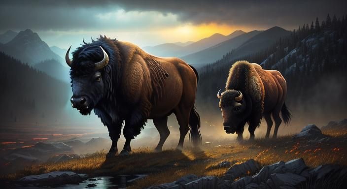 Bison on The Move - AI Generated Artwork - NightCafe Creator