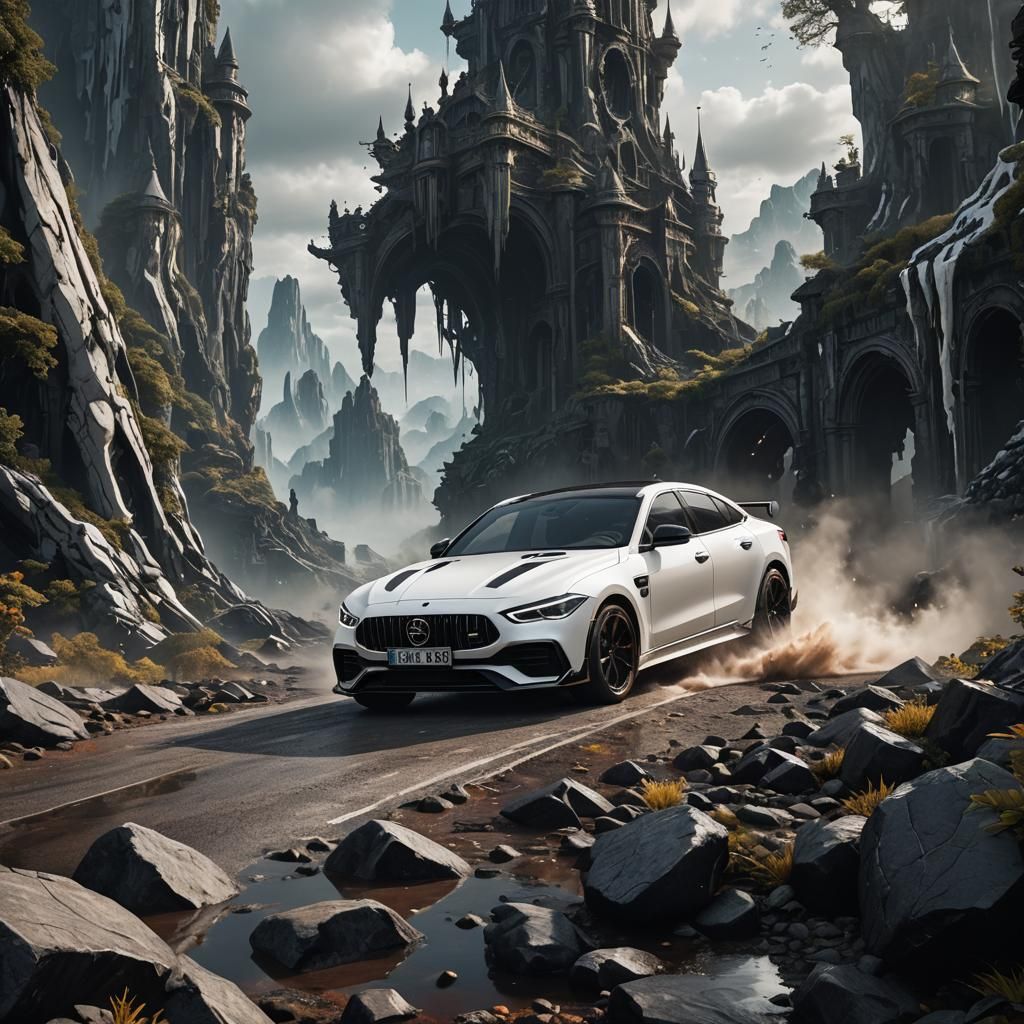 White and black car art