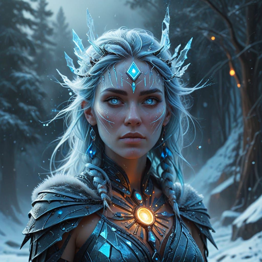 Serene Sorceress in a Dramatic Science Fantasy Digital Paint...