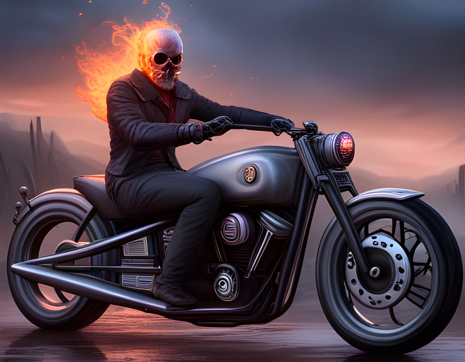 Ghost Rider On Fire - AI Generated Artwork - NightCafe Creator