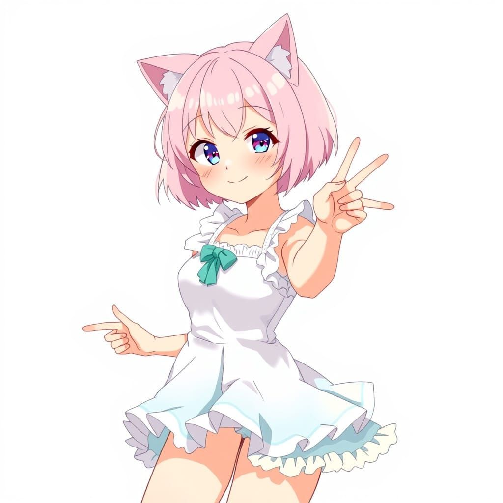 Adorable Anime Girl with Pastel Hair and Kawaii Outfit