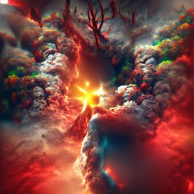 God, Heaven, Light, Sun, Space, Fire, Volcano, Forest, Hell,...