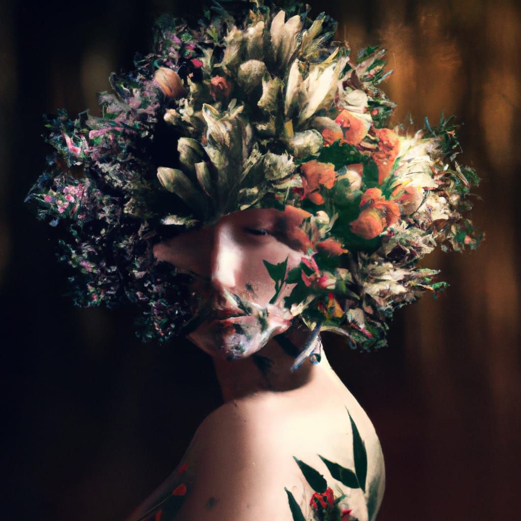 character design, double exposure shot, front profile of beautiful ...