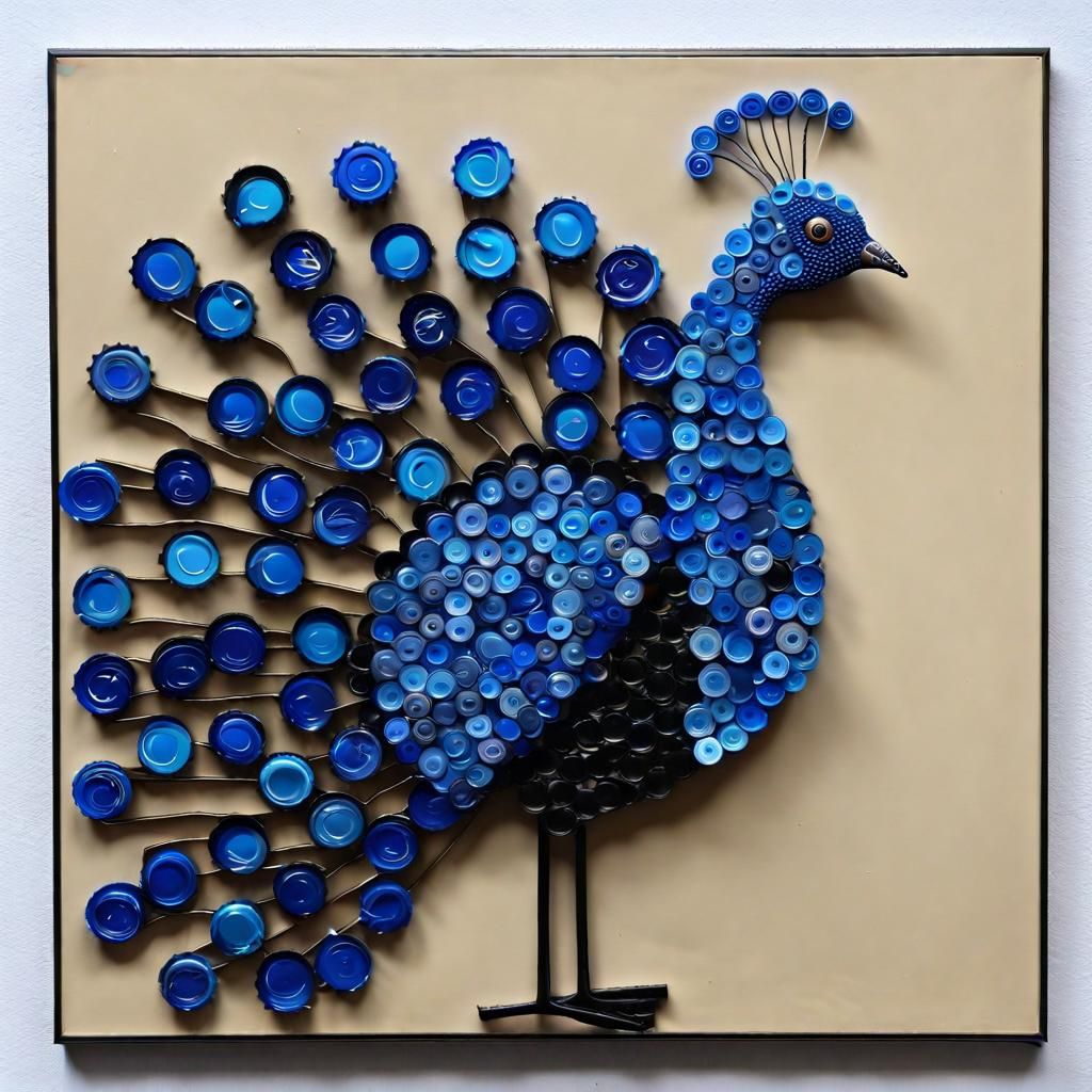 Peacock of Metal and bottle caps