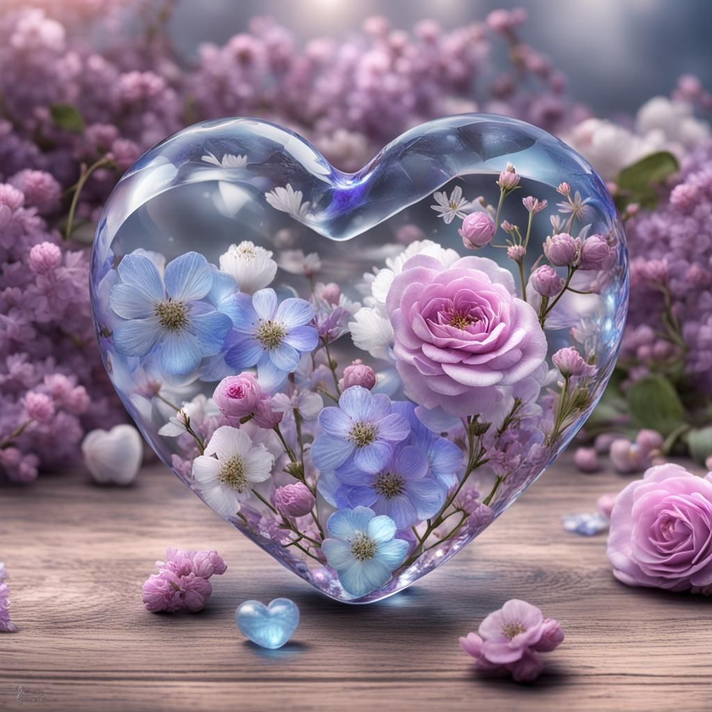 flower glass heart  by @Mona