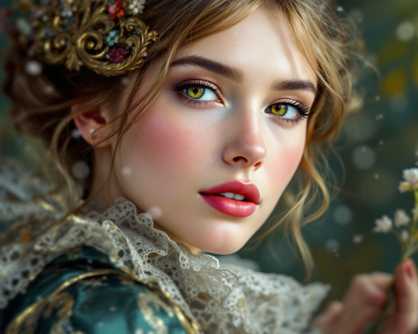 In the style of William-Adolphe Bouguereau, portrait of a beautiful woman