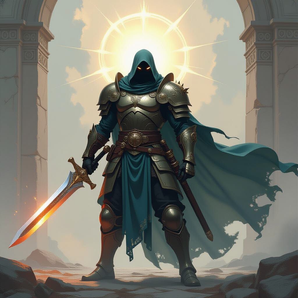 Mystical Warrior Victorious in Ancient Armor