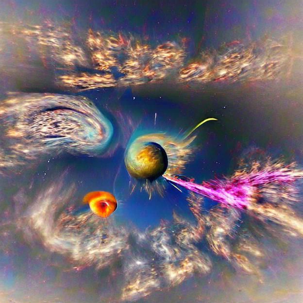 Planets colliding in space