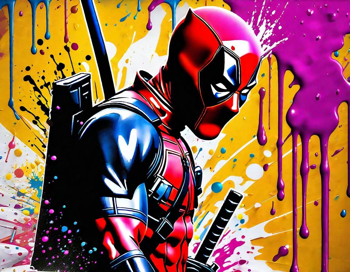 Deadpool Splatter Art Styled - AI Generated Artwork - NightCafe Creator