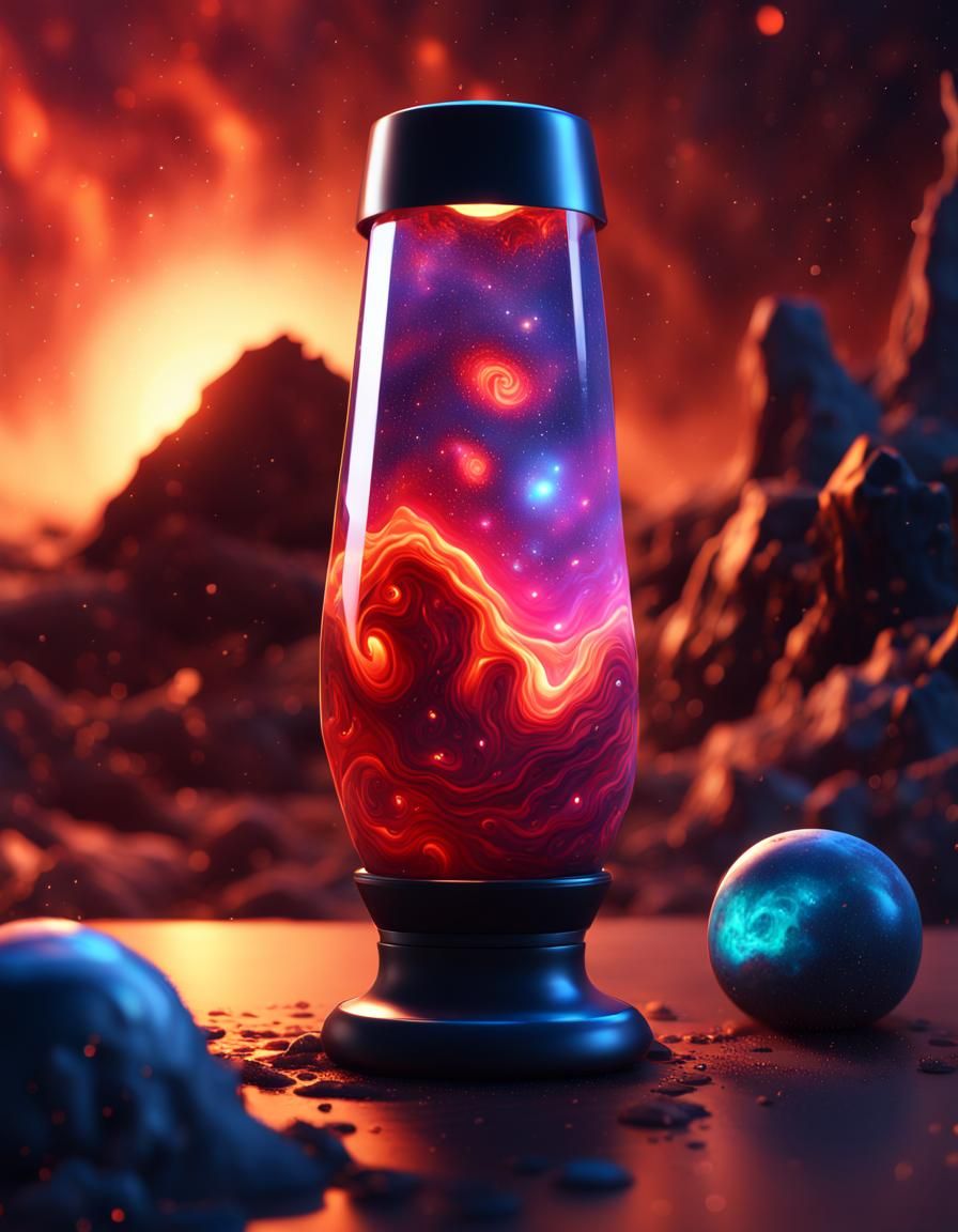 Lava Lamp with a galaxy inside.
