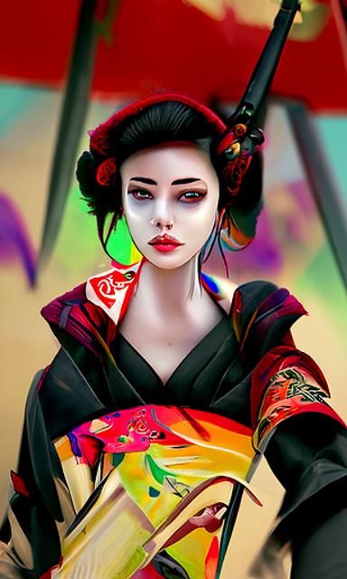 Beautiful badass Geisha - AI Generated Artwork - NightCafe Creator