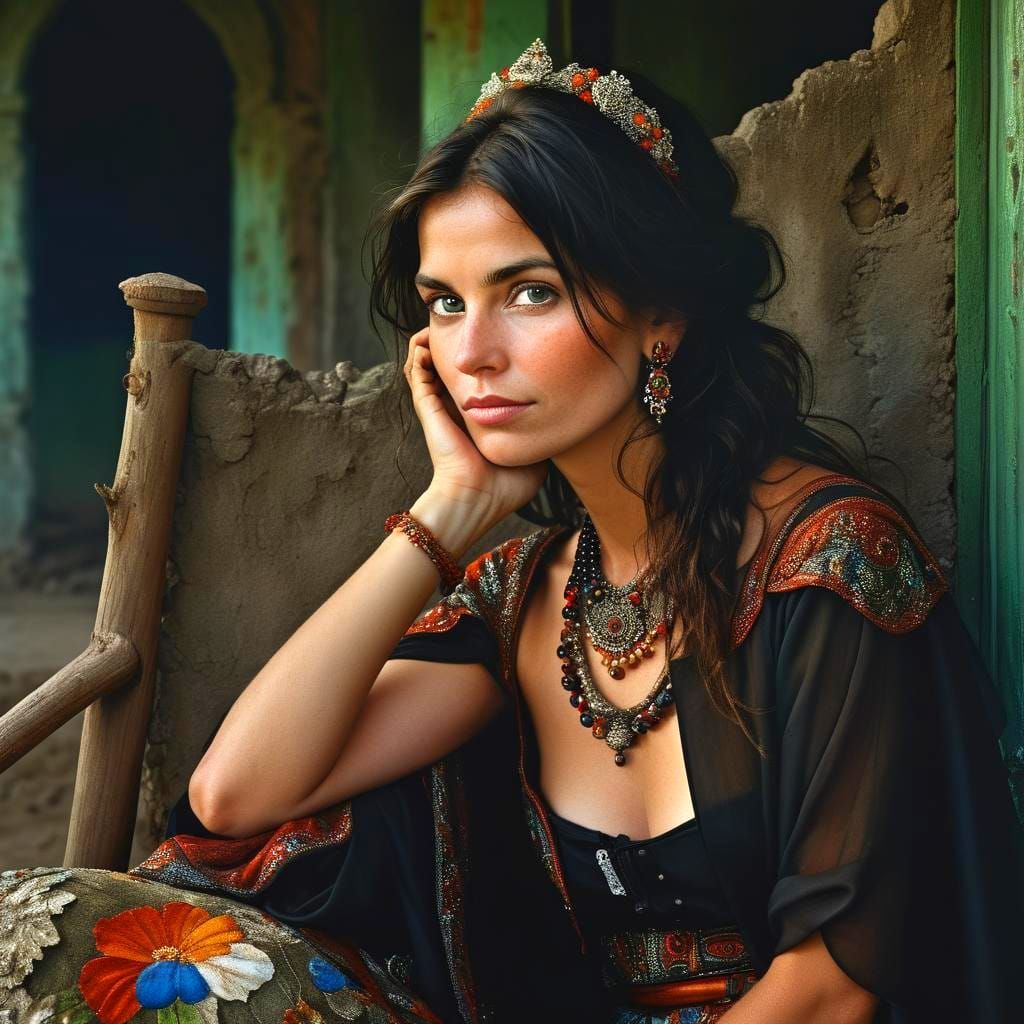 Happy Lady in Surreal Landscape, Professional Portrait