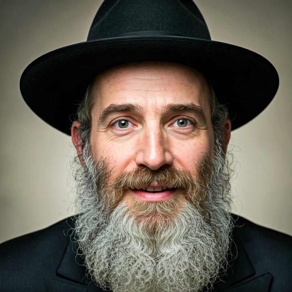 Expressive Portrait of Hasidic Man in Traditional Attire