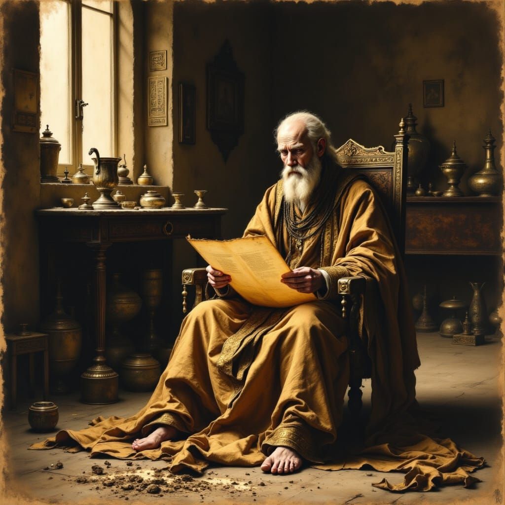 <lora:The Elder Scrolls:1.0> Aged spoiled scroll portrait