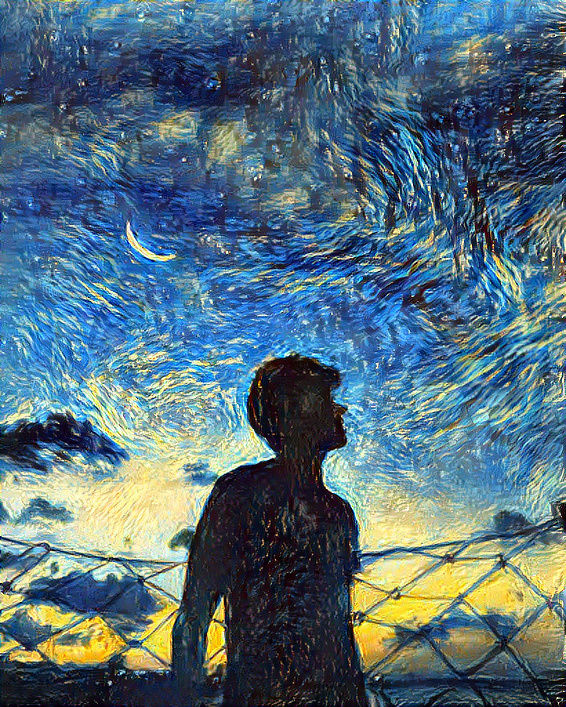 Silhouette Reflecting a Starry Night - Style Transfer