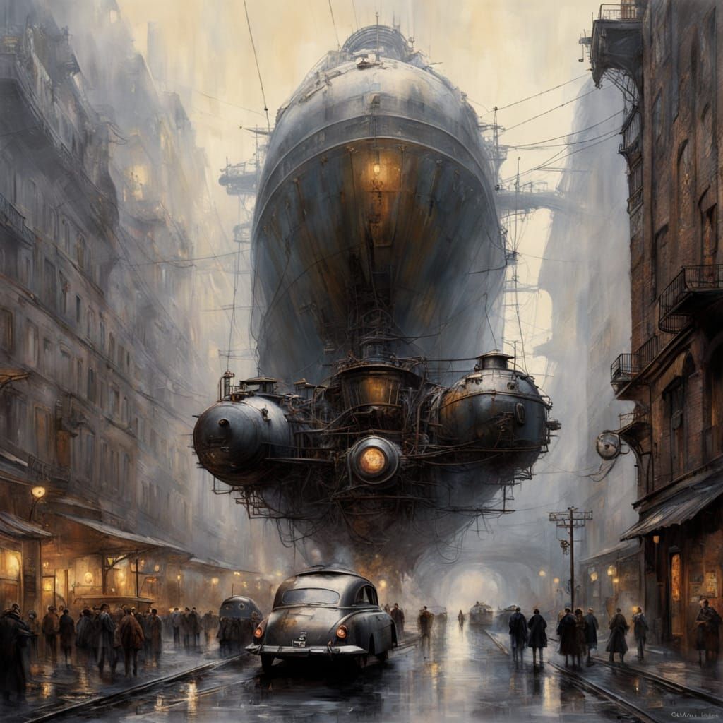 futuristic colossal steampunk engine  by @Mapont