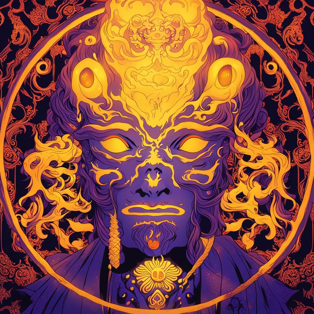 Eerie Japanese Spirit Possesses Girl, Art Nouveau Style