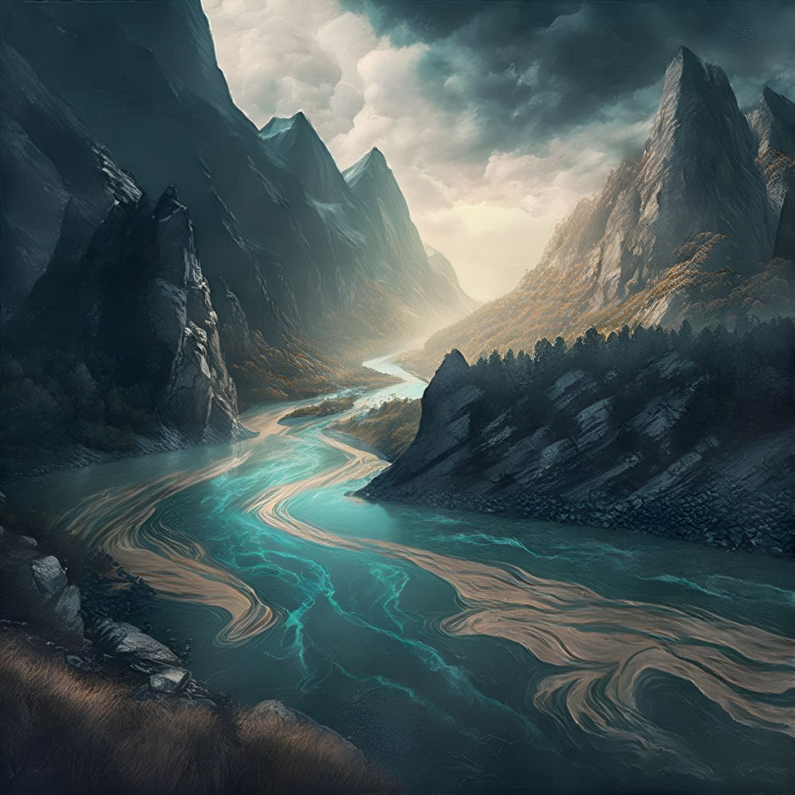 Midjourney: Muddy River Valley